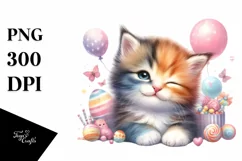Colorful Winking Baby Cat | Sublimation Clipart Product Image 1