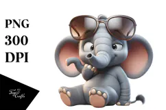 Digital Painting of Elephant with Oversized Sunglasses, Product Image 1