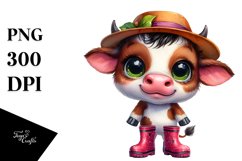 Expressive Baby Cow with Big Eyes | Sublimation | Clipart Product Image 3