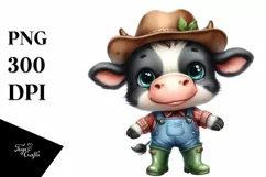 Happy Baby Cow with Hat and Rain Boots | Sublimation | Product Image 3