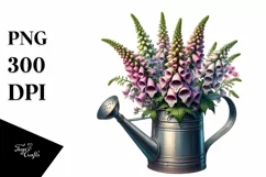 Detailed Watering Can and Rhododendron Basket | Sublimation Product Image 1