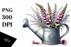 Detailed Watering Can and Rhododendron Basket | Sublimation Product Image 1