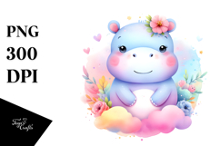 Pastel Hippo Sleeping | Clipart Product Image 1