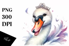 Vibrant Funny Cute Swan Portrait | Watercolor Clipart Product Image 3
