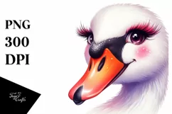 Vibrant Funny Cute Swan Portrait | Watercolor Clipart Product Image 3