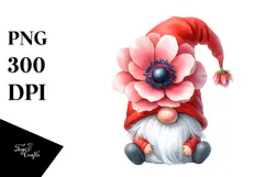 Cute Gnome with Anemone, Transparent PNG Product Image 1