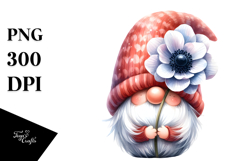 Cute Gnome with Big Hat and Anemone, Colorful PNG Product Image 1