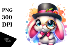 Goofy Baby Rabbit with Monocle, PNG Product Image 1