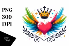 Heart with Wings and Crown, Transparent PNG Product Image 1