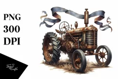 Vintage Rusty Tractor with Ribbons | Watercolor Clipart Product Image 3