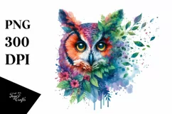 Abstract Owl with Plant Leaves, PNG Product Image 3