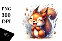 Washed Squirrel Tongue Out | Watercolor Clipart Product Image 3