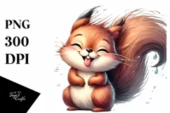 Washed Squirrel Tongue Out | Watercolor Clipart Product Image 3