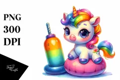 Vibrant Baby Unicorn with Pumpkin | Clipart Product Image 3