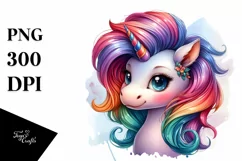 Cute Baby Unicorn Sitting PNG Product Image 3