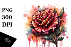 Wooden Stained Carnation Watercolor Splash | Sublimation Product Image 1