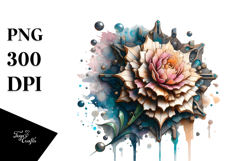 Wooden Stained Carnation Watercolor Splash | Sublimation Product Image 1