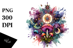 Colorful Vibrant Celestial Mushroom PNG Product Image 1