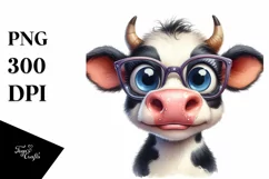 Watercolor Cow with Big Smile Clipart Product Image 3