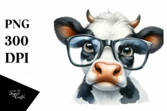Watercolor Cow with Big Smile Clipart Product Image 3