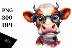 Watercolor Cow with Big Smile Clipart Product Image 3
