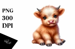 Cute Baby Highland Cow with Flower Basket | Sublimation | Product Image 1