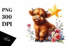 Cute Baby Highland Cow with Flower Basket | Sublimation | Product Image 3