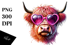 Pink Highland Cow PNG Product Image 1
