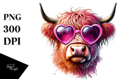 Pink Highland Cow PNG Product Image 1