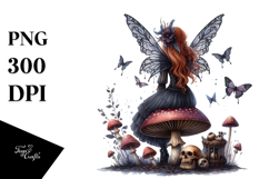 Gothic Fairy on Mushroom PNG Product Image 1