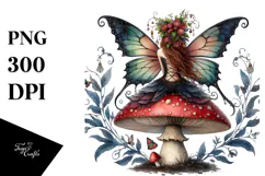 Gothic Fairy on Mushroom PNG Product Image 1