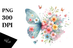 Spring Flowers Butterfly, Artistic PNG Product Image 1