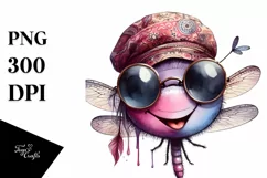 Funny Cute Dragonfly Portrait | Watercolor Clipart Product Image 3