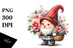 Detailed Cute Gnome Azalea Bouquet Watercolor Product Image 3