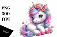 Pastel Watercolor Baby Unicorn Painting Product Image 3