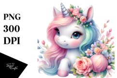 Cute Baby Unicorn Painting in Pastel Colors | Clipart Product Image 3