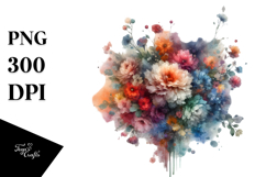 Colorful Grunge Flower, Watercolor PNG Product Image 1