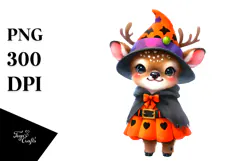 Cute Baby Elk Halloween Scenery PNG Product Image 1