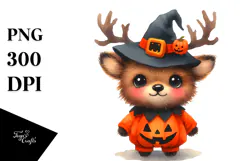 Cute Baby Elk Halloween Scenery PNG Product Image 1
