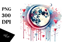 Washed Moon with Blood and Hearts PNG Product Image 1