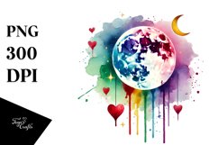Colorful Washed Moon PNG Product Image 1