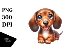 Watercolor Cute Dachshund PNG Product Image 1
