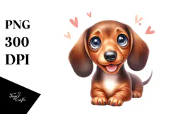 Watercolor Cute Dachshund PNG Product Image 1