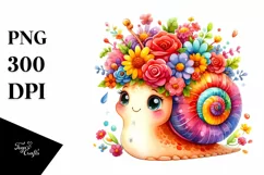 Cartoon-Style Vibrant Snail with Flower Crown | Clipart Product Image 1