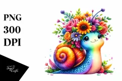 Cartoon-Style Vibrant Snail with Flower Crown | Clipart Product Image 3
