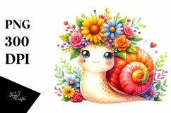 Colorful Cartoon-Style Snail with Flower Crown Product Image 3