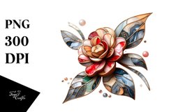 Colorful Abstract Stained Camellia Clipart Product Image 1