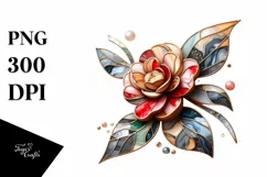 Colorful Abstract Stained Camellia Clipart Product Image 1