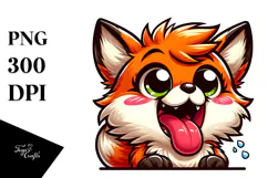 Cute Fox Tongue-Out Face PNG Product Image 1