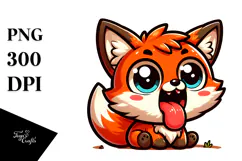 Cute Fox Tongue-Out Face PNG Product Image 1